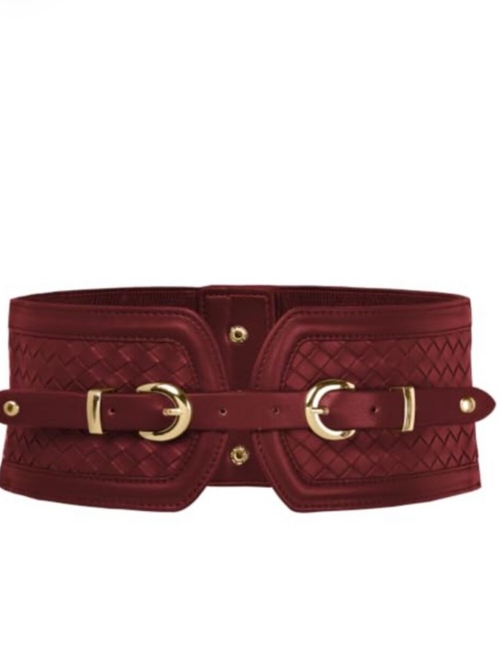Wide Elastic Corset Belt Faux Leather Waspie Waist Belt Metal Buckle